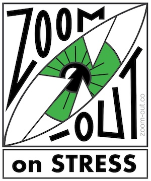 Zoom-Out on Stress badge: the Zoom-Out eye with the words “on STRESS”